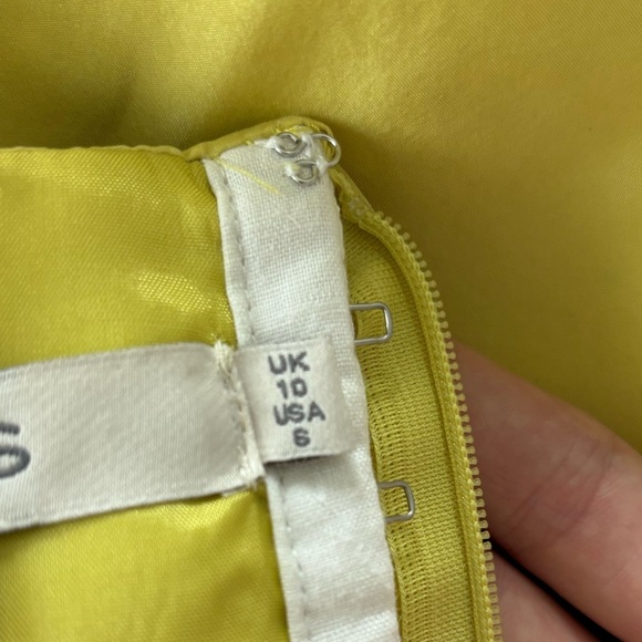 Reiss Strapless Silk Dress in Yellow and Gray Sz 6 - Picture 10 of 15